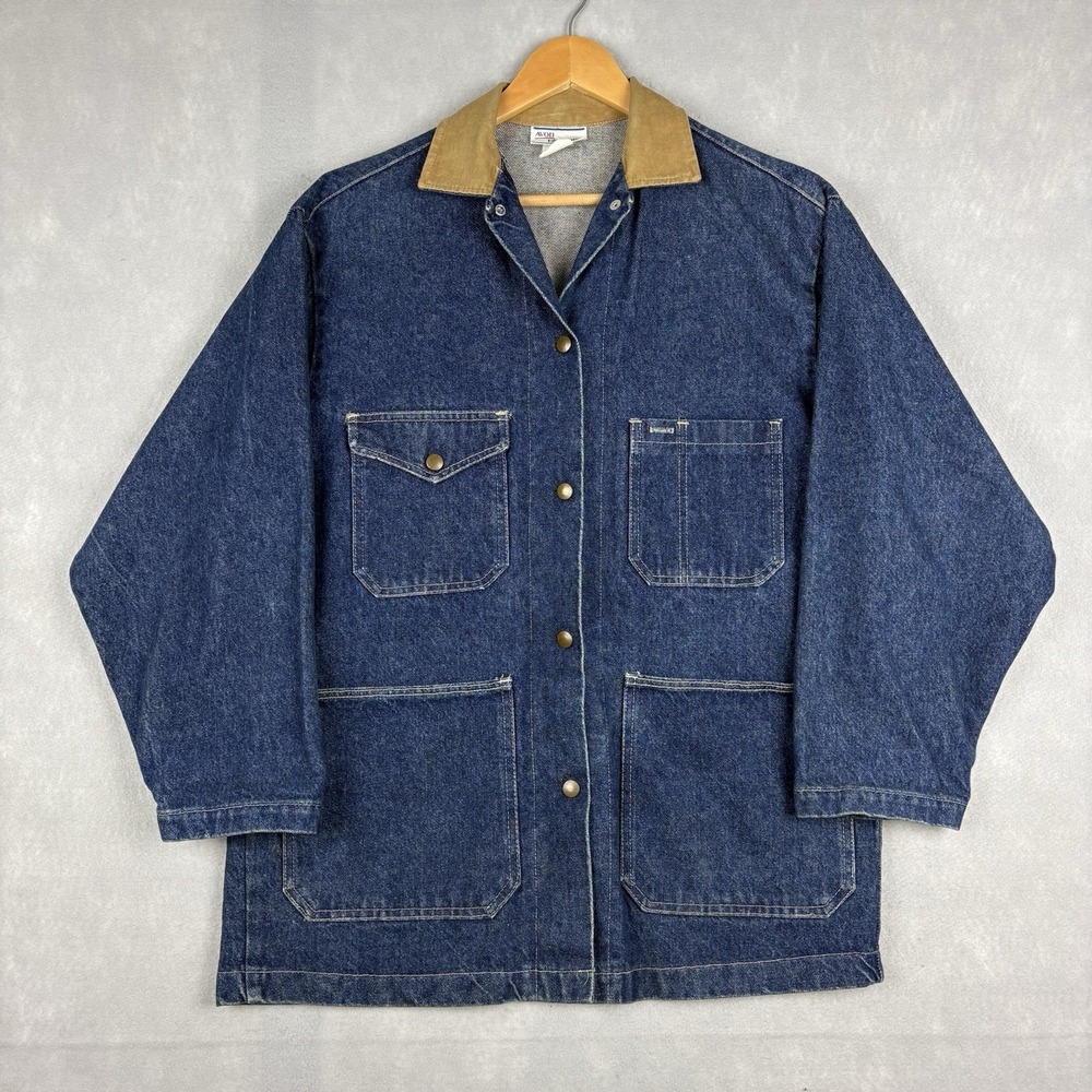 Vintage Denim Chore Coat Men’s Large Blue Barn Jacket 3/4 Sleeve Made In USA